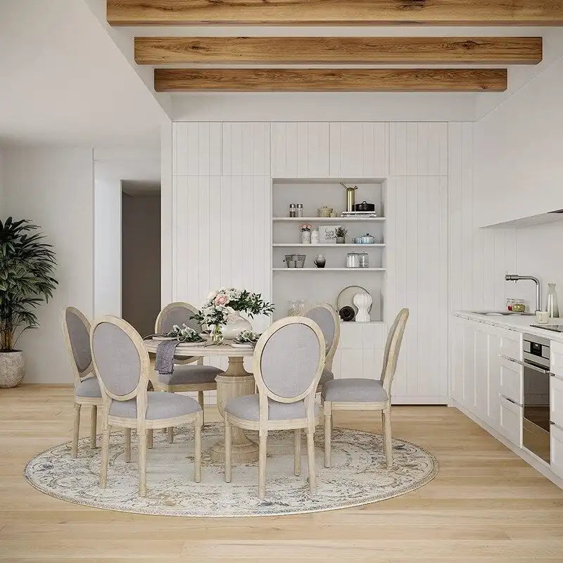 Chaise de salle à manger rembourrée vintage française Mieres, chaise d'appoint (lot de 2) - Non disponible