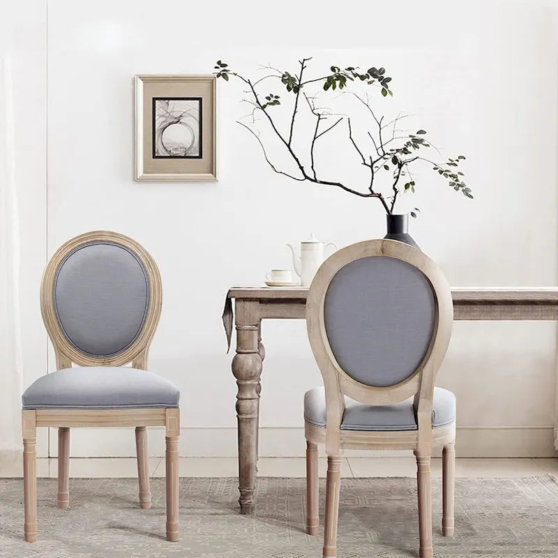 Chaise de salle à manger rembourrée vintage française Mieres, chaise d'appoint (lot de 2) - Non disponible