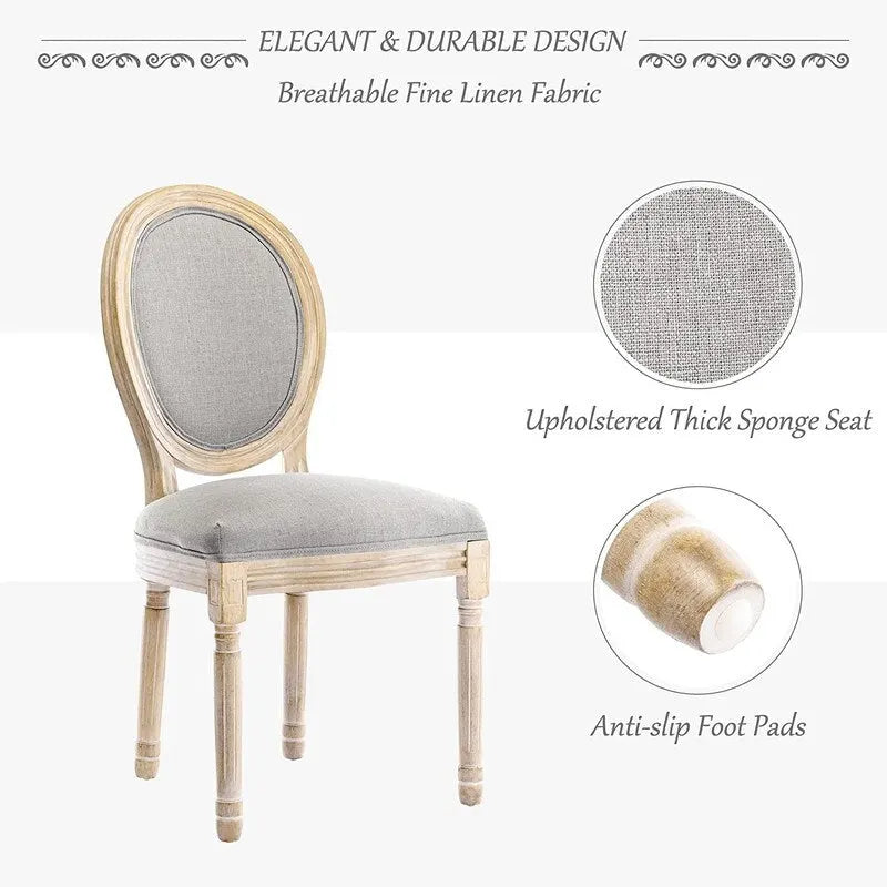 Chaise de salle à manger rembourrée vintage française Mieres, chaise d'appoint (lot de 2) - Non disponible