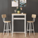 Ensemble table de bar 3 pièces avec étagère en métal, petit ensemble table de pub, ensemble de salle à manger