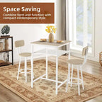 Ensemble table de bar 3 pièces avec étagère en métal, petit ensemble table de pub, ensemble de salle à manger