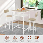 Ensemble table de bar 3 pièces avec étagère en métal, petit ensemble table de pub, ensemble de salle à manger