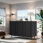 Armoire de rangement à motif ondulé avec 2 portes et 2 tiroirs, réglable