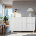 Armoire de rangement à motif ondulé avec 2 portes et 2 tiroirs, réglable