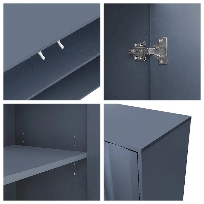 Armoire de rangement à motif ondulé avec 2 portes et 2 tiroirs, réglable