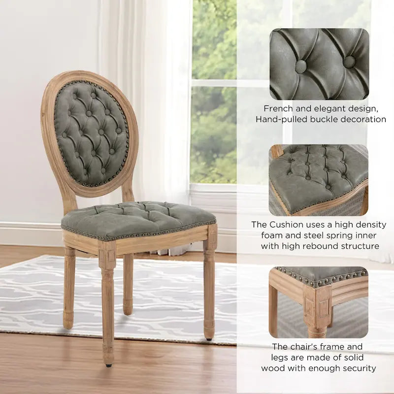 Ensemble de 6 chaises de salle à manger de style campagnard français, peintes à l'ancienne et recouvertes de polyuréthane.