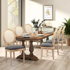 Ensemble de 6 chaises de salle à manger de style campagnard français, peintes à l'ancienne et recouvertes de polyuréthane.