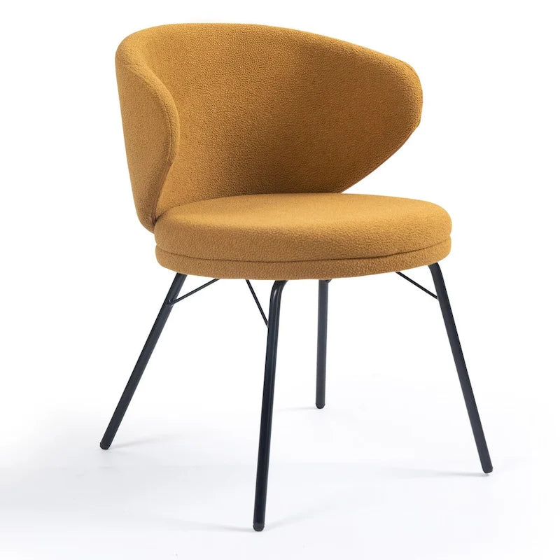 Ensemble de 2 chaises de salle à manger Barclay en tissu bouclé orange avec pieds en fer noir