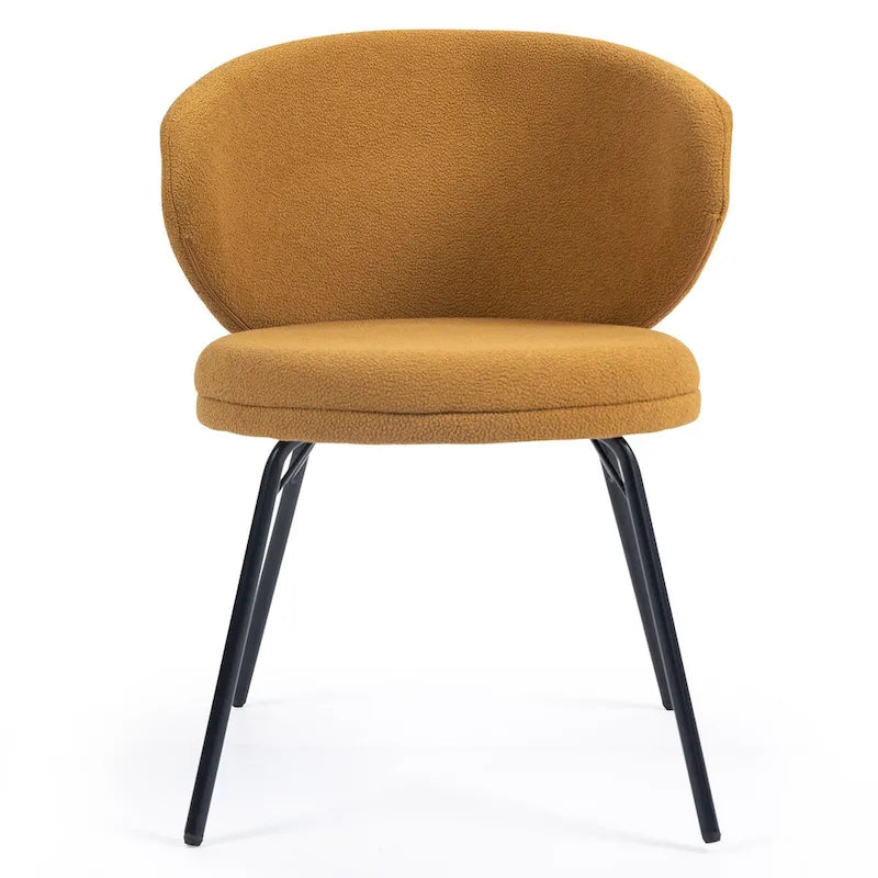 Ensemble de 2 chaises de salle à manger Barclay en tissu bouclé orange avec pieds en fer noir