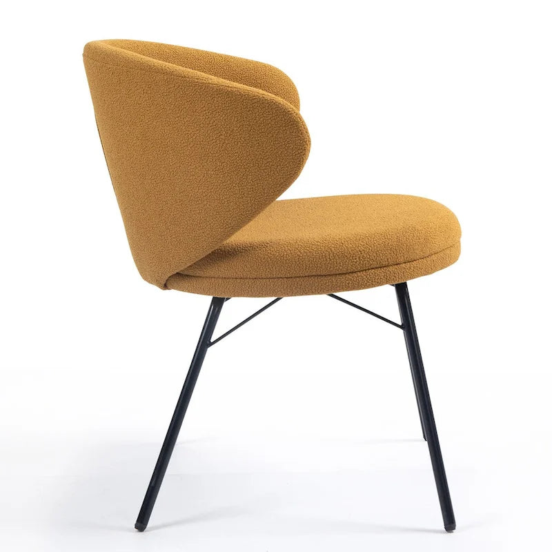 Ensemble de 2 chaises de salle à manger Barclay en tissu bouclé orange avec pieds en fer noir