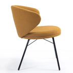 Ensemble de 2 chaises de salle à manger Barclay en tissu bouclé orange avec pieds en fer noir