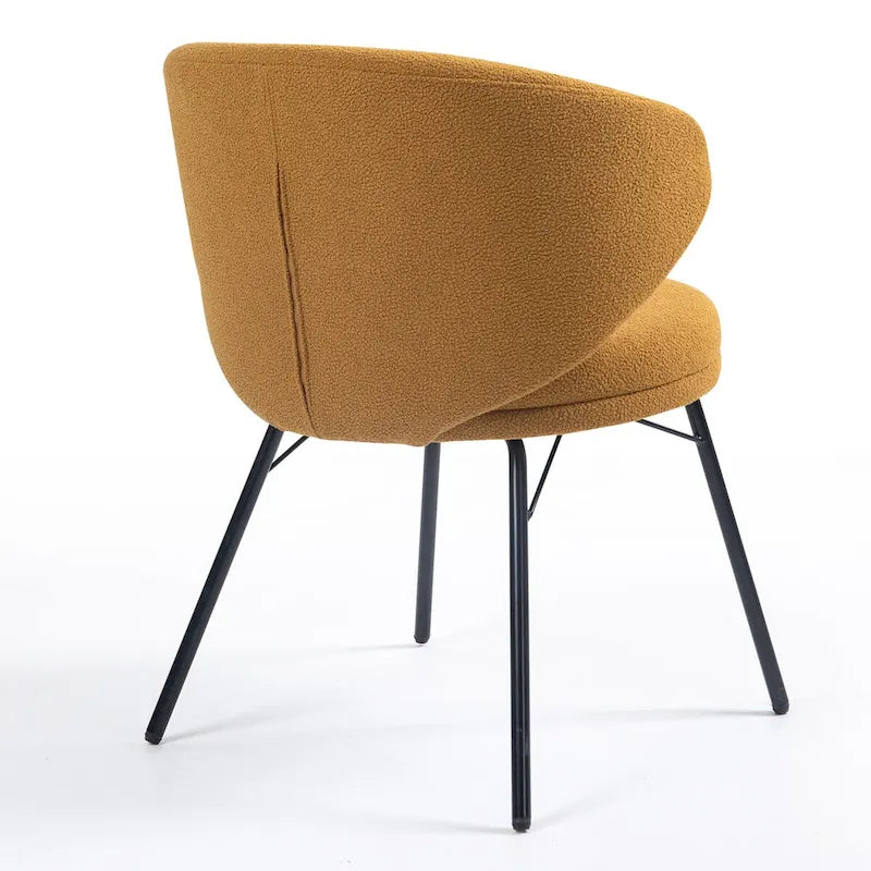 Ensemble de 2 chaises de salle à manger Barclay en tissu bouclé orange avec pieds en fer noir