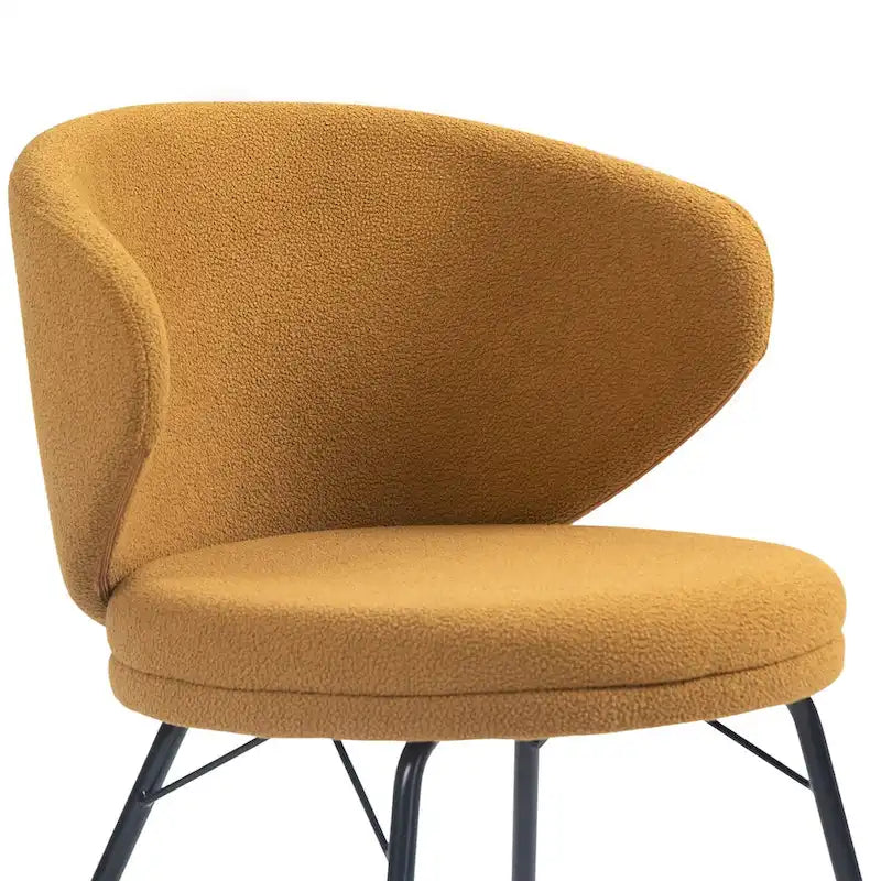 Ensemble de 2 chaises de salle à manger Barclay en tissu bouclé orange avec pieds en fer noir