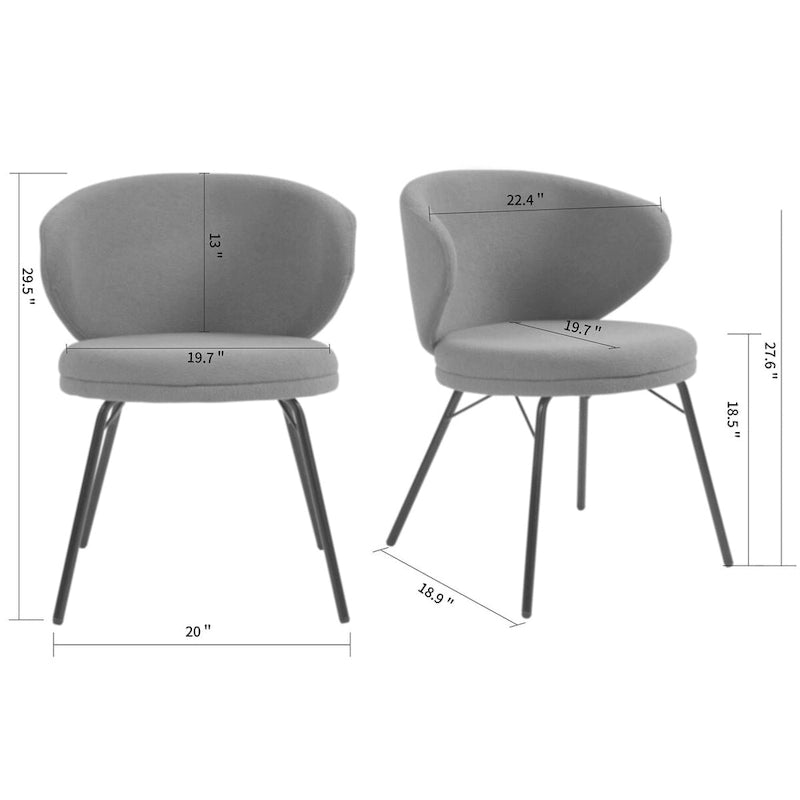 Ensemble de 2 chaises de salle à manger Barclay en tissu bouclé orange avec pieds en fer noir