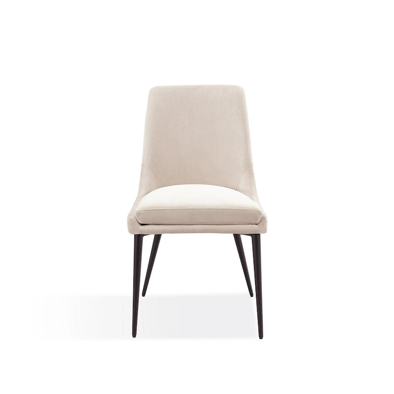 Ensemble de 2 chaises de salle à manger Wils de 51 cm (20 pouces), velours crème, pieds fuselés en métal doré