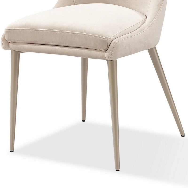Ensemble de 2 chaises de salle à manger Wils de 51 cm (20 pouces), velours crème, pieds fuselés en métal doré