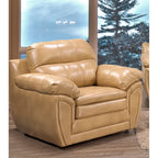 Ensemble canapé, causeuse et fauteuil Simon en cuir marron clair et gel