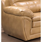 Ensemble canapé, causeuse et fauteuil Simon en cuir marron clair et gel