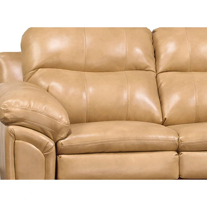Ensemble canapé, causeuse et fauteuil Simon en cuir marron clair et gel