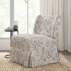 Falk Upholstered Farmhouse Armless Chair with Slipcover and Solid Wood Legs by HULALA HOME