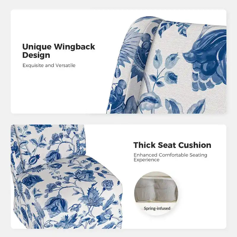 Fauteuil Falk sans accoudoirs, style ferme, avec housse amovible et pieds en bois massif, par HULALA HOME