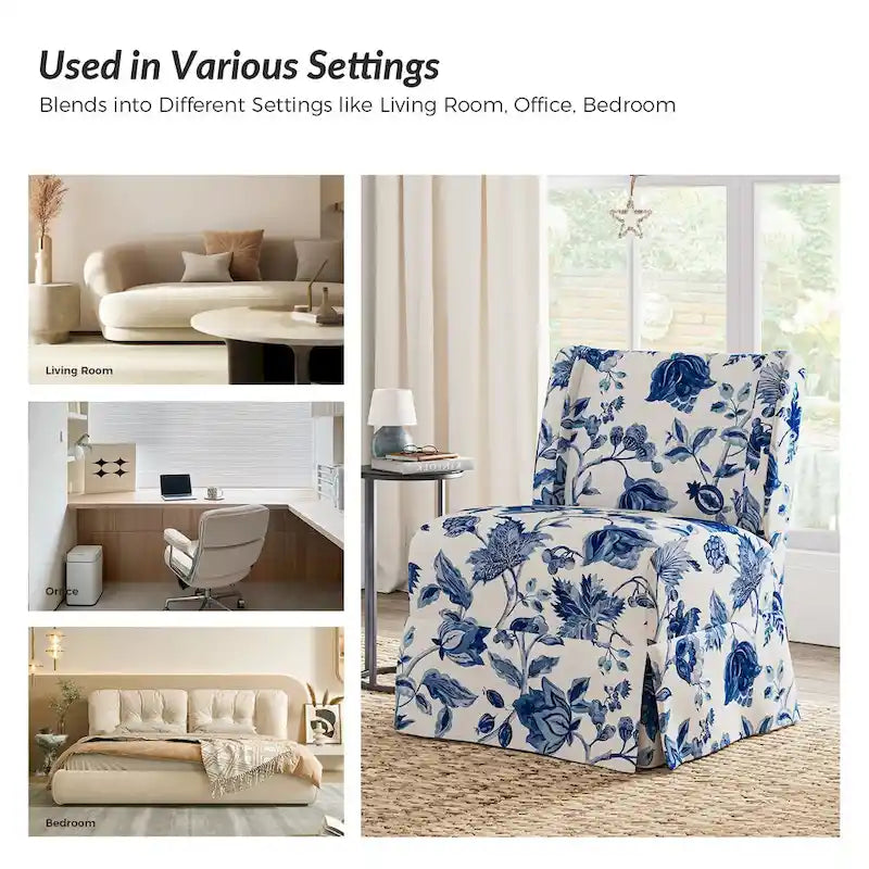 Fauteuil Falk sans accoudoirs, style ferme, avec housse amovible et pieds en bois massif, par HULALA HOME