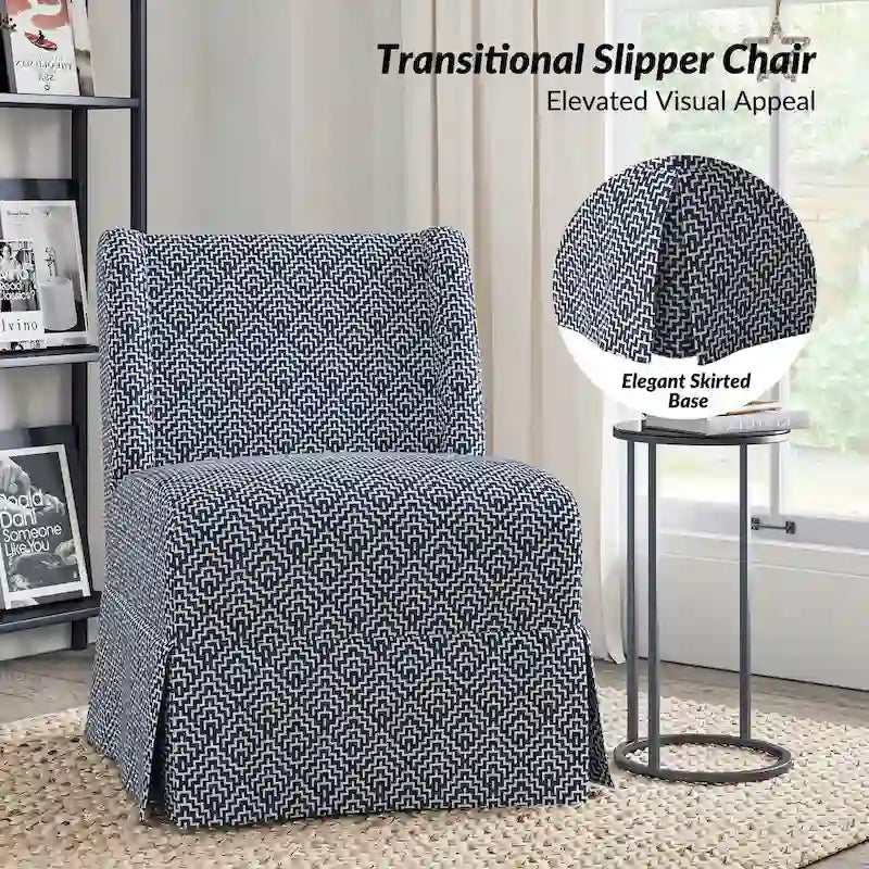 Fauteuil Falk sans accoudoirs, style ferme, avec housse amovible et pieds en bois massif, par HULALA HOME