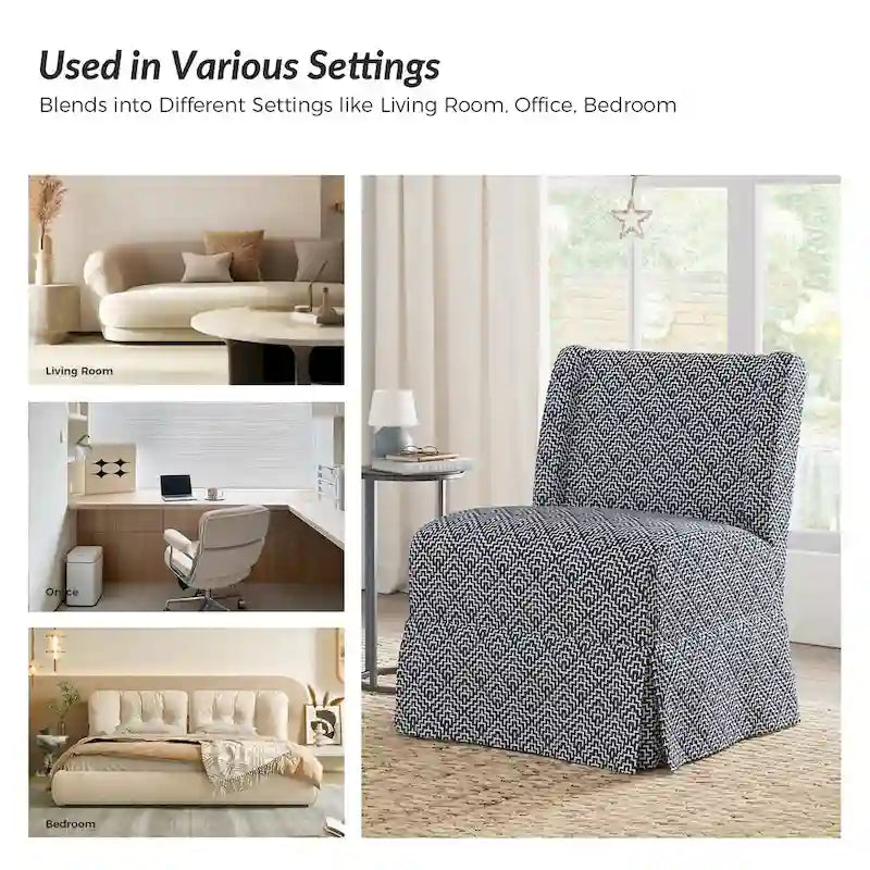 Fauteuil Falk sans accoudoirs, style ferme, avec housse amovible et pieds en bois massif, par HULALA HOME