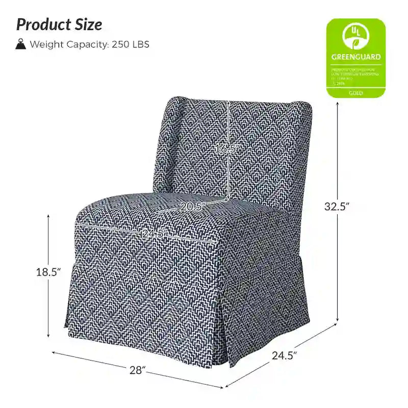 Fauteuil Falk sans accoudoirs, style ferme, avec housse amovible et pieds en bois massif, par HULALA HOME