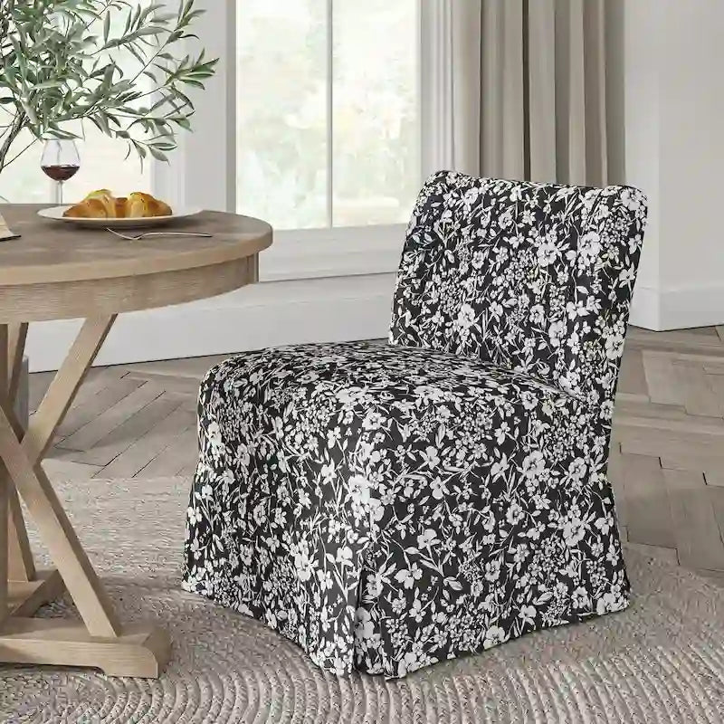 Fauteuil Falk sans accoudoirs, style ferme, avec housse amovible et pieds en bois massif, par HULALA HOME