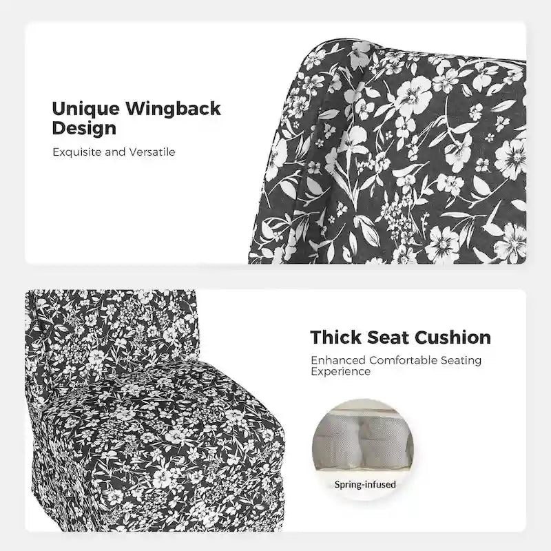 Fauteuil Falk sans accoudoirs, style ferme, avec housse amovible et pieds en bois massif, par HULALA HOME