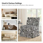 Fauteuil Falk sans accoudoirs, style ferme, avec housse amovible et pieds en bois massif, par HULALA HOME