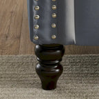 Canapé Chesterfield 79 pouces en velours gris pour salon, canapé 3 places capitonné avec accoudoirs arrondis et clous décoratifs