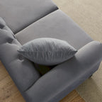 Canapé Chesterfield 79 pouces en velours gris pour salon, canapé 3 places capitonné avec accoudoirs arrondis et clous décoratifs