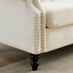 Canapé Chesterfield 79 pouces en velours gris pour salon, canapé 3 places capitonné avec accoudoirs arrondis et clous décoratifs