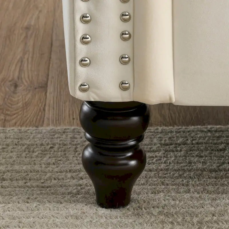 Canapé Chesterfield 79 pouces en velours gris pour salon, canapé 3 places capitonné avec accoudoirs arrondis et clous décoratifs