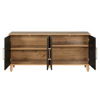 Grand meuble de rangement avec porte à motif floral sculpté et poignée en métal