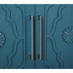 Grand meuble de rangement avec porte à motif floral sculpté et poignée en métal