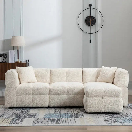 Canapé d'angle 87,7 cm en tissu polaire doux et confortable