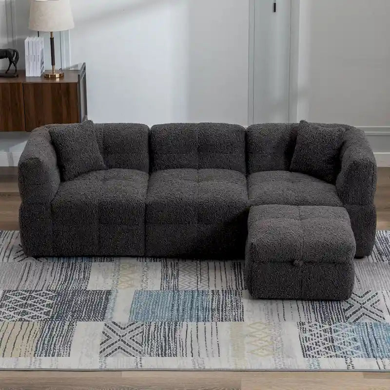 Canapé d'angle 87,7 cm en tissu polaire doux et confortable