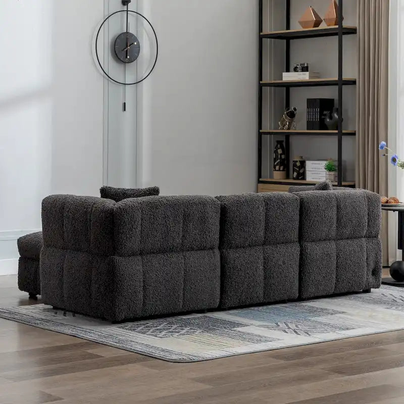 Canapé d'angle 87,7 cm en tissu polaire doux et confortable