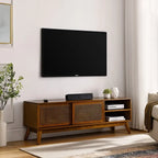 Meuble TV moderne en rotin pour téléviseur 65 pouces, meuble multimédia, console multimédia