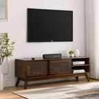 Meuble TV moderne en rotin pour téléviseur 65 pouces, meuble multimédia, console multimédia
