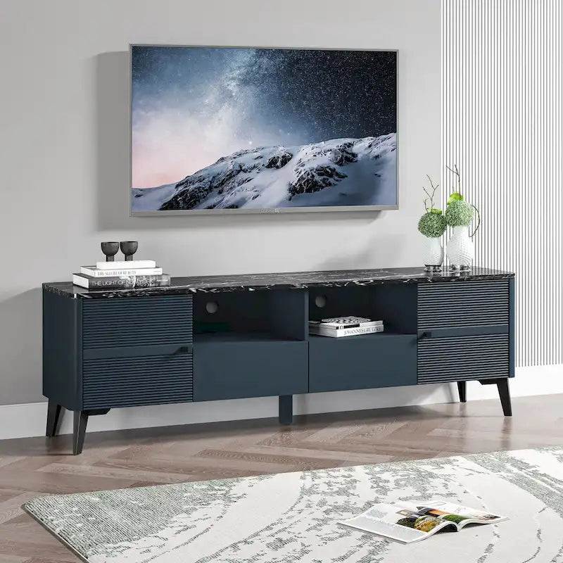 Meuble TV élégant de 70 pouces avec plateau imprimé marbre - Largeur 70 pouces