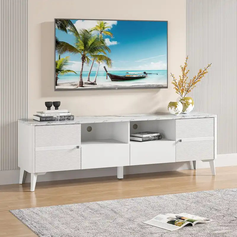 Meuble TV élégant de 70 pouces avec plateau imprimé marbre - Largeur 70 pouces