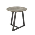 Table d'appoint Jurmala en pierre frittée brillante avec piètement en métal gris par iNSPIRE Q Modern