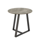 Table d'appoint Jurmala en pierre frittée brillante avec piètement en métal gris par iNSPIRE Q Modern