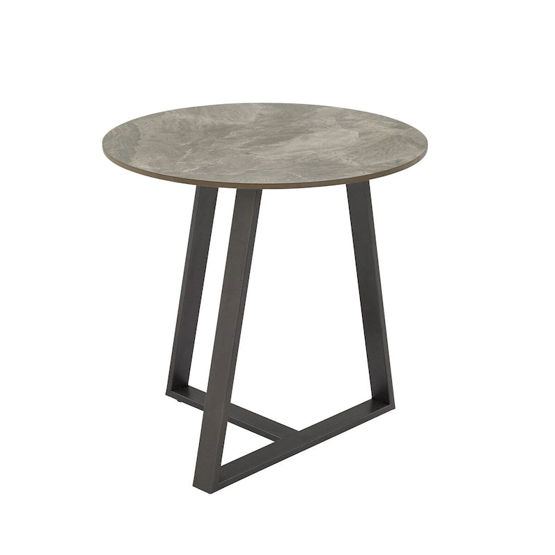 Table d'appoint Jurmala en pierre frittée brillante avec piètement en métal gris par iNSPIRE Q Modern
