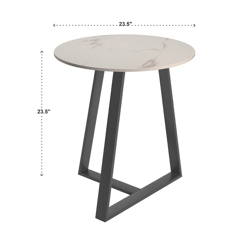 Table d'appoint Jurmala en pierre frittée brillante avec piètement en métal gris par iNSPIRE Q Modern