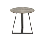 Table d'appoint Jurmala en pierre frittée brillante avec piètement en métal gris par iNSPIRE Q Modern